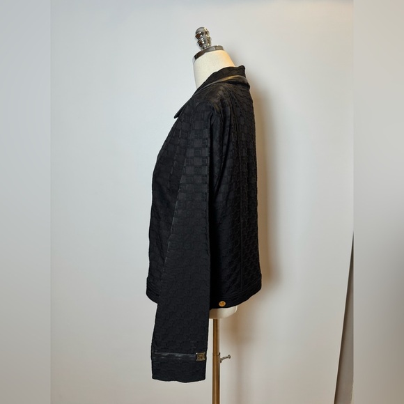 St. John Black Logo Textured Denim Jacket Size L - Picture 6 of 12